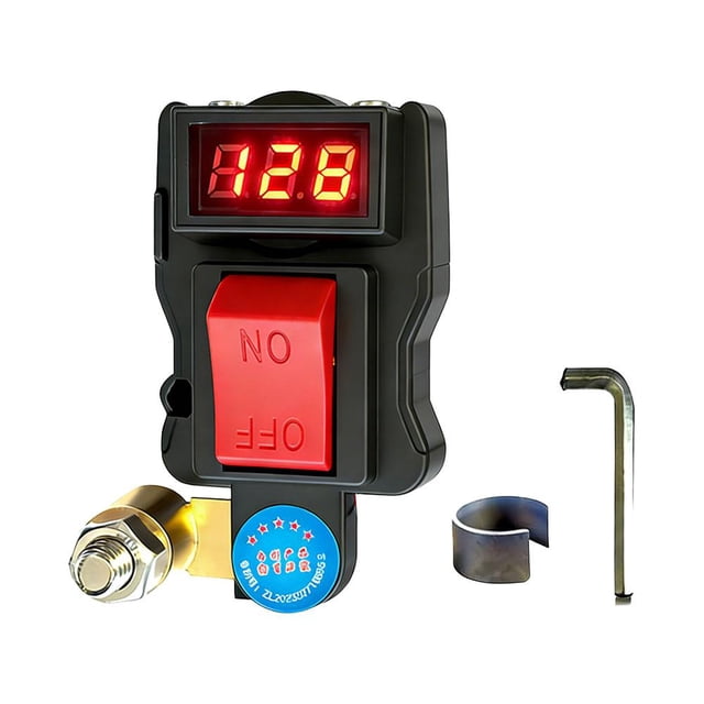 Battery Cut-Off Switch with Protective Cover, Universal Polarity for 16-0.75 in Posts, Easy ON/OFF Rocker Operation, Secure Vehicle Maintenance Solution(Digital display copper,1set)