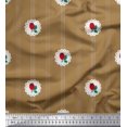 thumbnail image 1 of Soimoi Poly Georgette Tissu Stripe,Feuilles & Rose Imprimé Floral 1 Yard 52 Inch Wide, 1 of 3