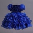 thumbnail image 4 of Robes de Princesse Fille Fleur Robe de Bal Fête d'Anniversaire Manches Bouffantes Robe en Tulle à Sequins pour Petites Filles + Bandeau, 4 of 5