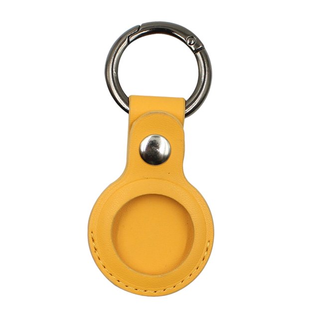 funtasica PU Leather Case Compatible with Airtags, Holder with Keychain Yellow