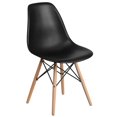 thumbnail image 3 of 2 Pk. Elon Series Black Plastic Chair with Wooden Legs, 3 of 9