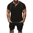 thumbnail image 1 of Birdeem Ensembles pour Hommes Chemise et Shorts Mode Décontractée Couleur Unie Blouses Courtes Col Rond Ensembles, 1 of 10