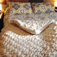 thumbnail image 2 of Chunky Knit Blanket Merino Wool Hand Made Throw Boho Bedroom Home Decor Giant Yarn, 2 of 3