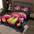 thumbnail image 2 of Erosebridal Boho Mushroom Coverlet Set Twin, Abstract Geometric Bedding Set, Hippie Damask 2 Pieces, 2 of 5