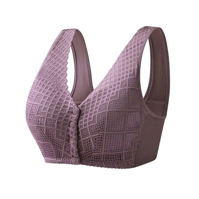 Kcodviy Womens No Steel Ring Womens Bras No Underwire No Padding Front Close Bra T Padded Sports Bra Back Plus Size Seamless Womens Bras Push Up Front Closure Unlined Bra for Large Bust