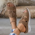 thumbnail image 3 of Women's Platform Wedges Sandals Comfortable Non Slip Slides Lightweight Open Toe Backless Beach Sandal Brown Size 6.5, 3 of 7