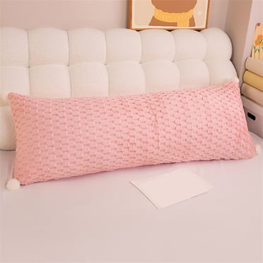 Soft Velvet Long Body Pillow for Side Sleepers & Leg Support | 60cm Sofa & Bed Cushion | Pink, Yellow, Gray, Blue | 1 Piece