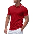 thumbnail image 2 of Weiqiqre Men Shirts Short Sleeve Button Down Shirts Classic Stripe Golf Polo Collared Work Shirts, 2 of 9