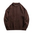thumbnail image 2 of Cameland Chandail d'Hiver Épais Décontracté Mode Couleur Unie Texture Manches Longues Col Rond pour Hommes, 2 of 4