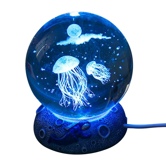 Fridja Summer Savings Crystal Ball Night Light Luminous Resin Base Glass Crafts Desktop Decoration