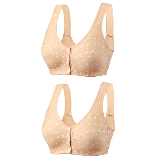 Virmaxy 2PC Womens Wireless Bra Oversized Gathering Comfortable Breathable Underwear Everyday Bra 2PC Comfortable Lace Breathable Bra Underwear No Rims Khaki L