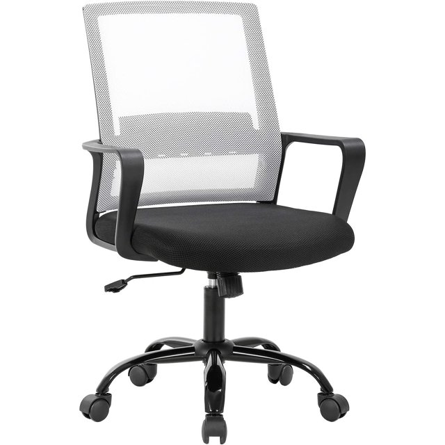 BestOffice Computer Chair Swivel Rolling Ergonomic Executive Lumbar Support Task Adjustable Stool for Home&Office, White
