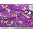 thumbnail image 2 of Soimoi Modal Satin Fabric Leaves,Moth & Magnolia Floral Print Fabric by the Yard 42 Inch Wide, 2 of 3