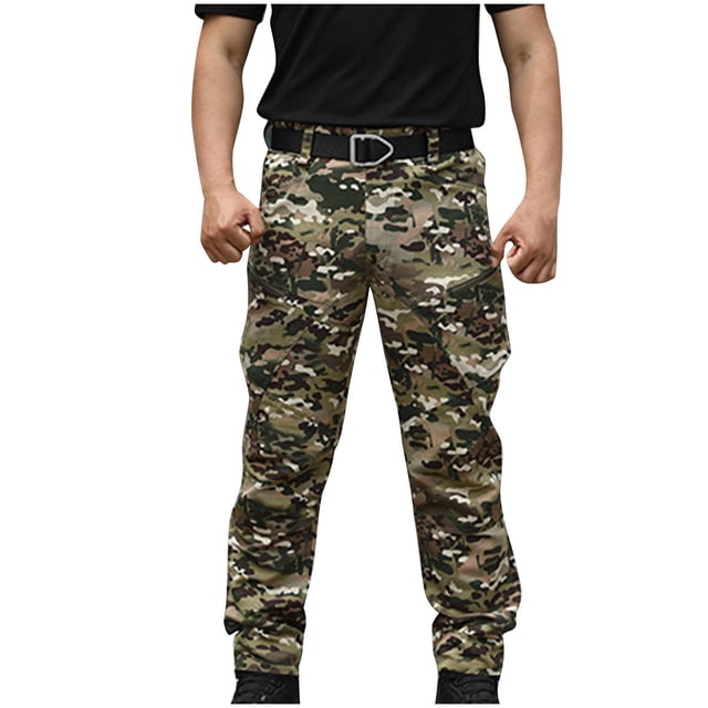 Styesk Men's Pants Mens Fashion Camouflage Multiple Pockets Multi Multifunctional Work Trousers Pants