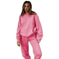 thumbnail image 2 of IROINNID Survêtement pour Femmes Ensemble 2 Pcs en Solde Chandail à Capuche à Manches Longues Décontracté Chemise/chemise à Manches Longues à Col Rond Ensemble Tenue de Sport, Rose Vif, 2 of 9