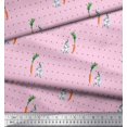 thumbnail image 3 of Soimoi Georgette Viscose Fabric Carrot & Rabbit Dots Print Sewing Fabric Yard 42 Inch Wide, 3 of 5