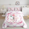 thumbnail image 2 of Erosebridal Cute Dinosaur Bedding Full Comforter Set, Pink Bowknot Down Comforter, Balloon Star Decor, Reversible, 2 of 7