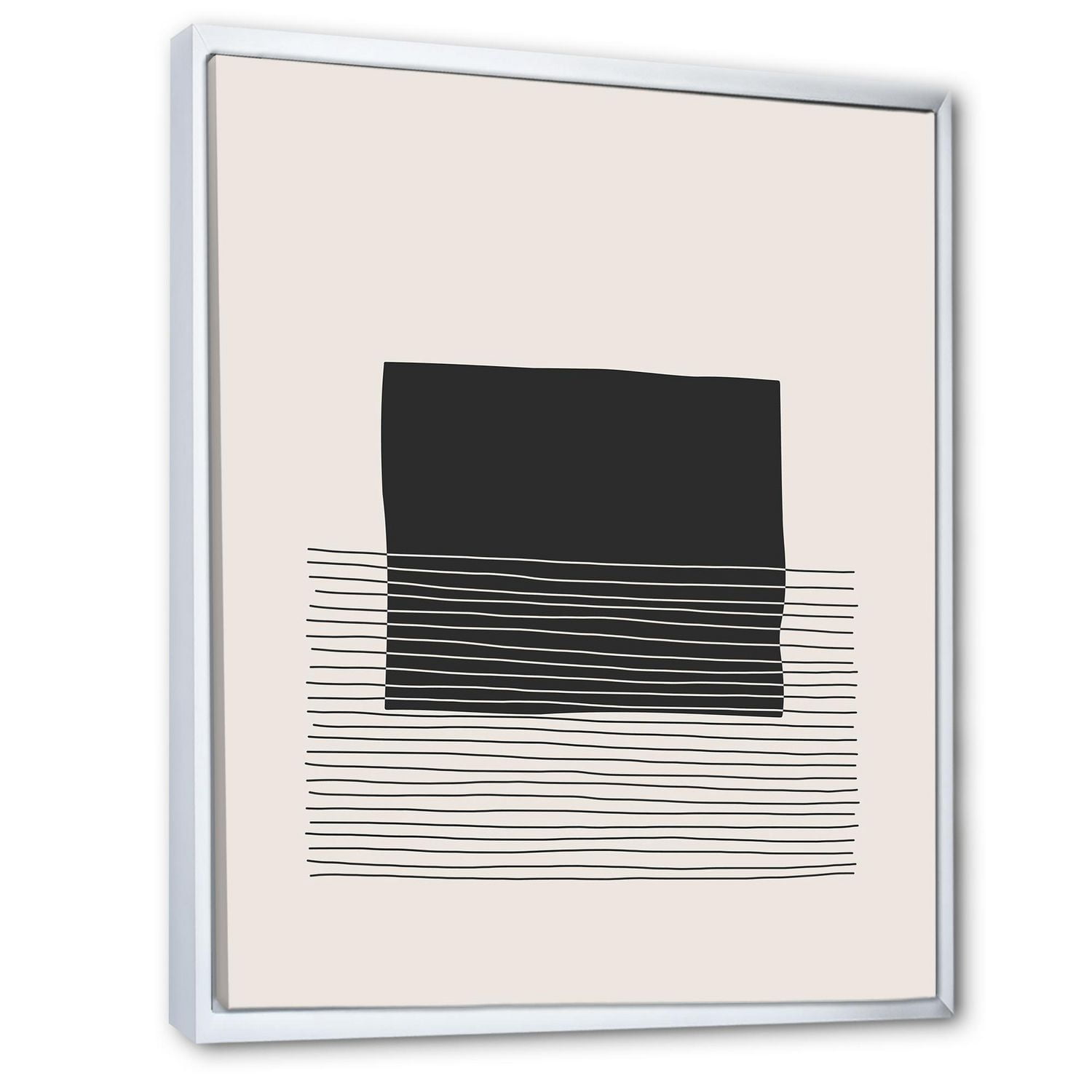 Designart Lignes géométriques minimales et carrés VIII ART MURAL À CADRE FLOTT