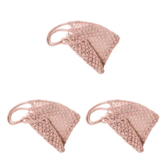 Decodeary Stay Organized And Fashionable With Reusable Shoulder Bag Wide Application Blended Straw Beach Bag pink 3Set