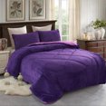 thumbnail image 5 of Jin Mai Lan Couvertures de Lit Réversibles Lavables en Polyester Unies Violettes, Très Grand Lit, Violet, 3 Pcs, 5 of 5