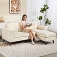 thumbnail image 2 of HOMCOM Canapé Sectionnel, Canapé en L avec Chaise Longue, Blanc Crème, 2 of 10