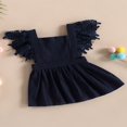 thumbnail image 3 of Toddler Kids Girls Princess Dress Solid Color Lace Fly Sleeve Dress, 3 of 8