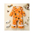 thumbnail image 2 of SUNSIOM Newborn Baby Girls Flared Jumpsuits Halloween Printed Round Neck Ruffled Long Sleeves Romper for Toddler Infant, 2 of 8