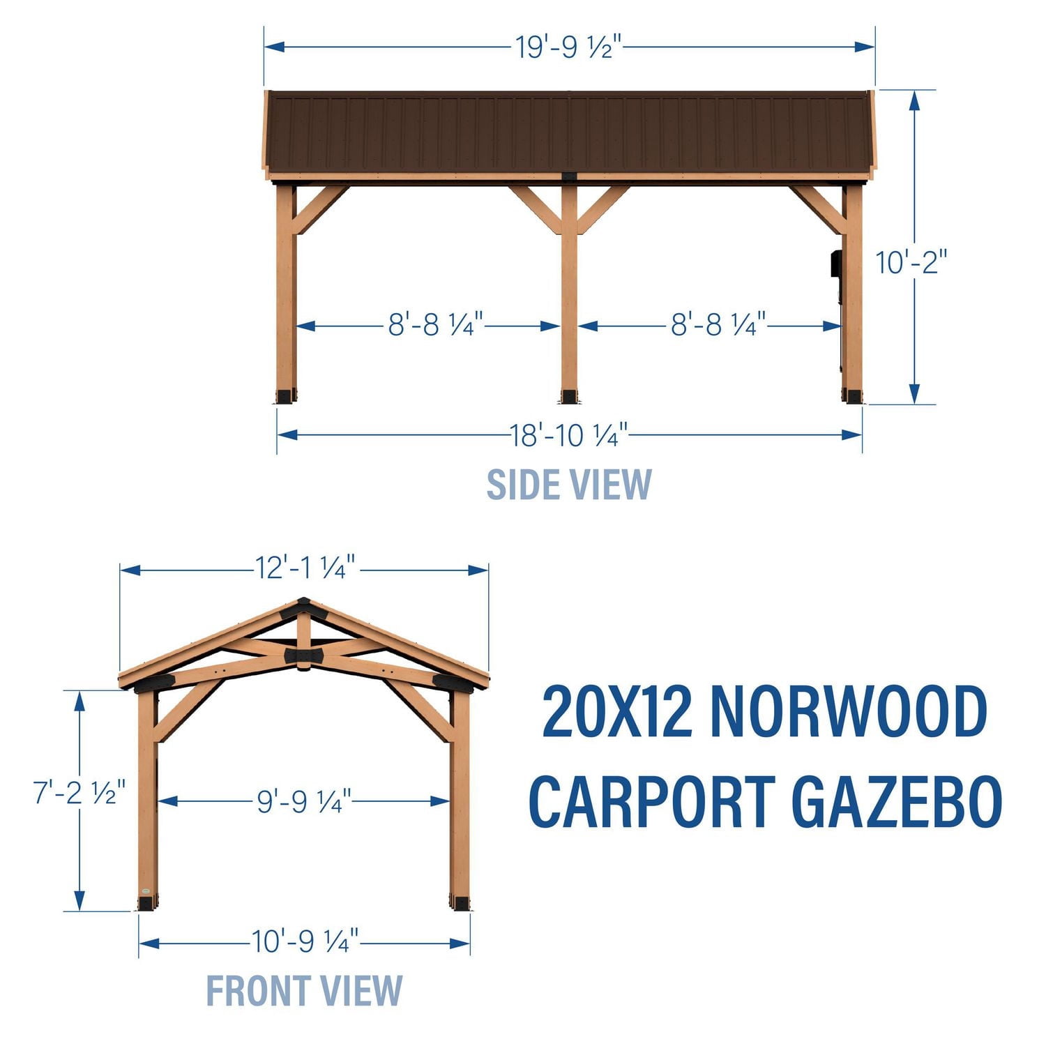 Backyard Discovery Pavillon de jardin en cèdre Norwood 20 pi x 12 pi