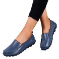 thumbnail image 3 of B91xZ Chaussures Plates Confortables en Cuir pour Femmes, Bleu Foncé 8, 3 of 5