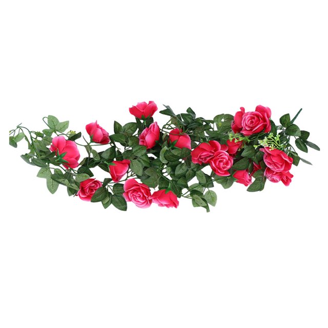 stanreset 1/2/3/5 Artificial Flower Plant Fake Vine Roses Simulation Rose Self-Assembly Party Balcony Garden Restaurant Living Room Garland Rose Red 3PCS
