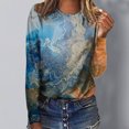 thumbnail image 2 of CEHVOM Femmes Dames Col Rond Hauts Amples T-Shirts Décontractés à Imprimé Blouse à Manches Longues Liquidation, 2 of 5