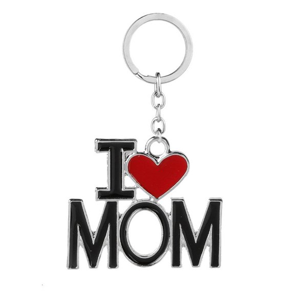 Mother's Day Birthday Keychain for Mother I Love MOM Keyring Best Jewelry Gift for Mom from Daughter Son