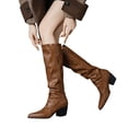 thumbnail image 4 of zhenglin Bottes Mi-Mollet pour Femmes - Mode Décontractée Polyvalente à Enfiler, Bout Rond, Talon Épais, Bottines pour l'Automne et l'Hiver, Talon Bas Confortable Style Audacieux, 4 of 6