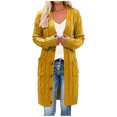thumbnail image 1 of Pisexur Shacket Jacket Women Long Sleeve Cable Knit Long Cardigan Open Front Button Sweater Outerwear Pocketed Shirts Fall Jacket Shackets, 1 of 6