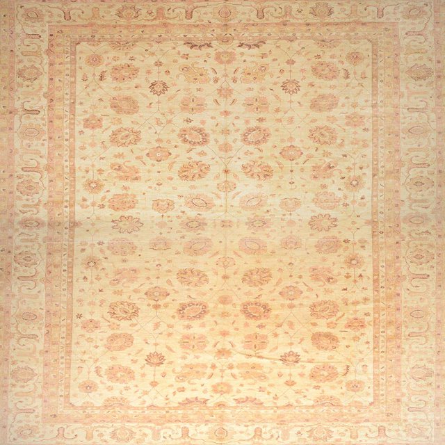 Ahgly Company Indoor Square Abstract Mustard Yellow Oriental Area Rugs, 3' Square