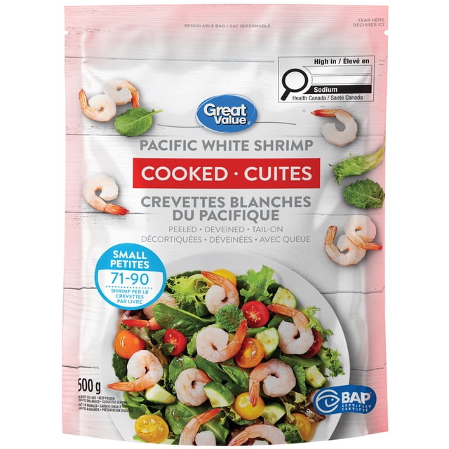 Great Value Cooked 71/90 Pacific White Shrimp, 500 g (1.1 lb)