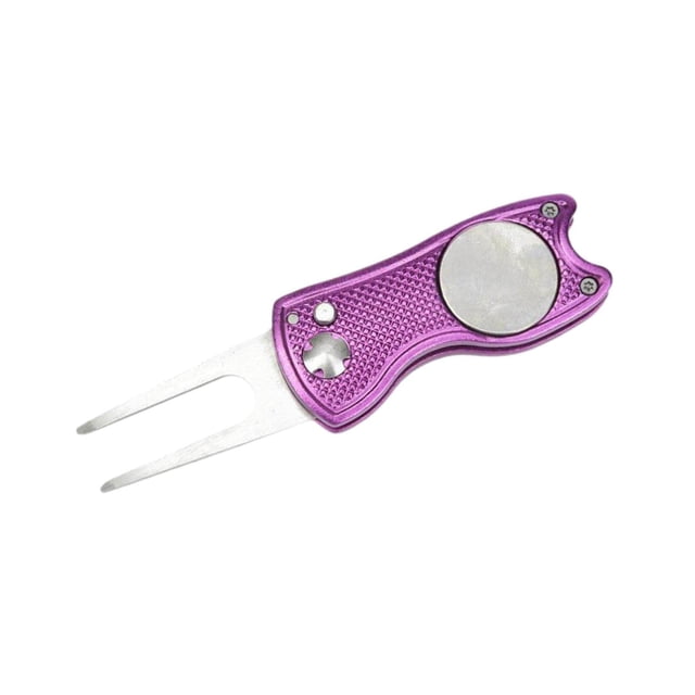 Golf Pitch Divot Repair Switchblade Ball Marker Divot Tool Metal Groove Cleaner Purple
