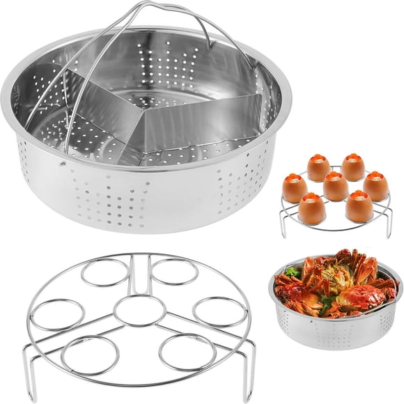 EASTIN Steamer Basket Fast Steaming Grid Baskets Divider with Egg Steam Rack Trivet Stainless Steel Compatible with Instant Pot 5 6 QT Electric Pressure Cooker
