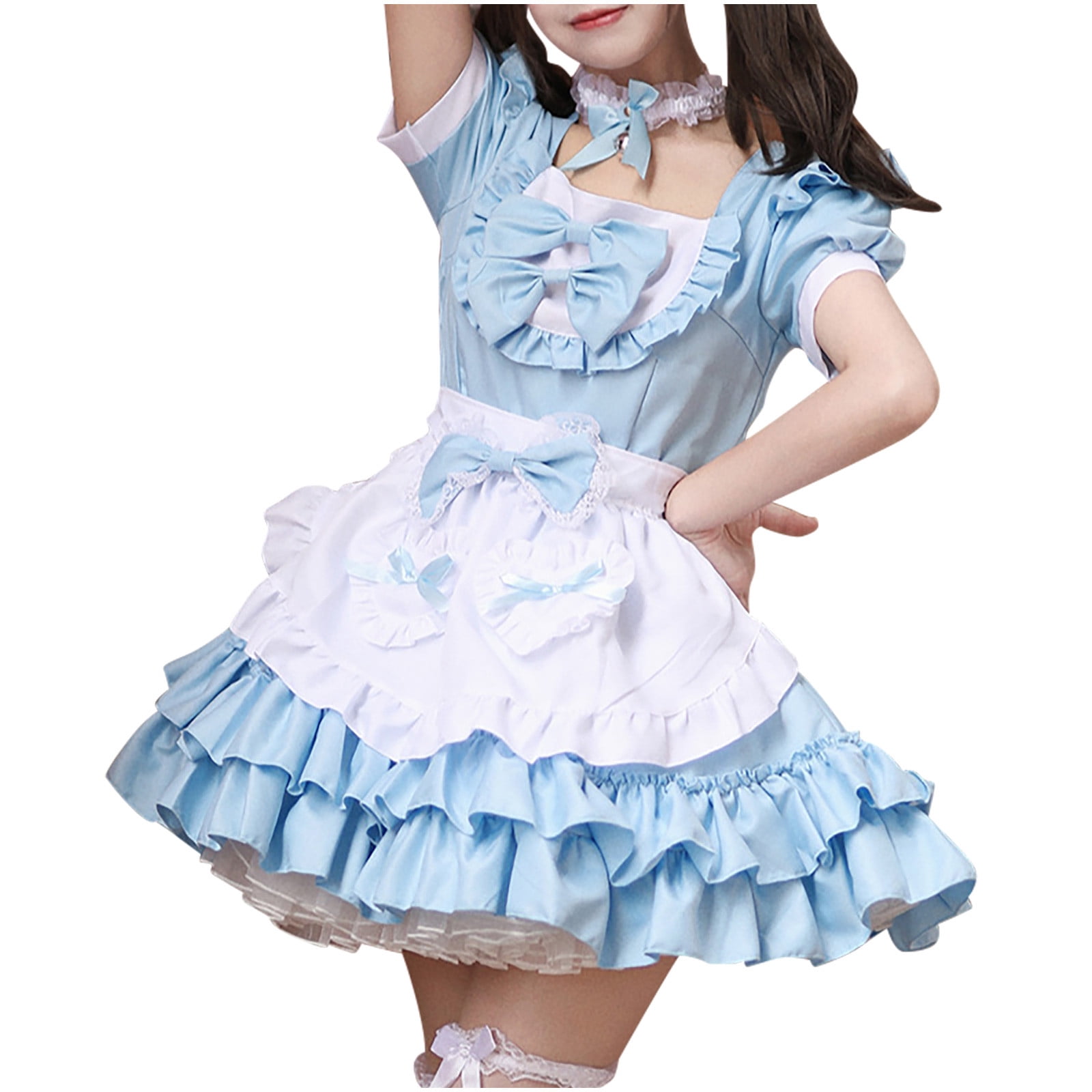 French Maid Dress Pure Maid Uniform Suit Short Sleeve Square Neck Dress