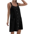 thumbnail image 1 of QIPOPIQ Robe Camis Sans Manches à Col Rond pour Femme Été Nouvelle Couleur Unie Ample et Confortable Robe Décontractée à Bretelles avec Bretelles Suspendues Robe à Col Rond Liquidation, 1 of 5