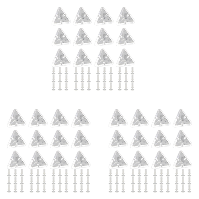 36Pcs Acrylic Corner Brackets with Semitransparent Screws Clear 3-Hole Right Angle Joint Brace Brackets