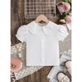 thumbnail image 1 of CHUANK T-Shirt Rétro Mignon à Manches Courtes pour Filles Été Col Poupée Manches Bouffantes Style Académique, 1 of 5