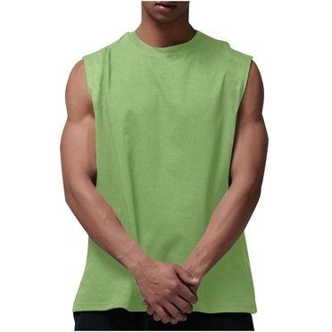 Besolor Men's Athletic Tank Tops Crewneck Sleeveless Workout Shirts Casual Muscle Gym Solid Color Base Tees