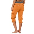 thumbnail image 3 of Cameland Pantalon Cargo de Randonnée pour Femmes en Coton, Taille Élastique, Pantacourt d'Extérieur à Bas Resserré, Pantalon de Sport avec Poches, 3 of 4