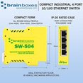 thumbnail image 2 of brainboxes switch - 4 ports - rail din Montable (sw-504), 2 of 3