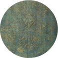 thumbnail image 1 of Ahgly Company Tapis Rond Traditionnel Lavable en Machine Vert Olive Foncé, 4 Pieds Rond, 1 of 7
