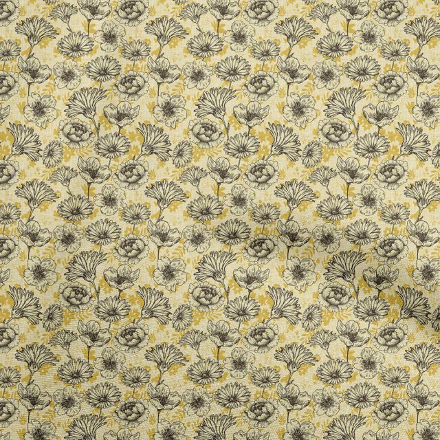 oneOone Silk Tabby Yellow Fabric Tropical Craft Projects Decor Fabric Printed By The Yard 42 Inch Wide