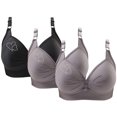 thumbnail image 1 of Bras for Women, 3PCS Womans Printing Gathered Together Large Size Daily Bra Underwear No Rims, 1 of 9