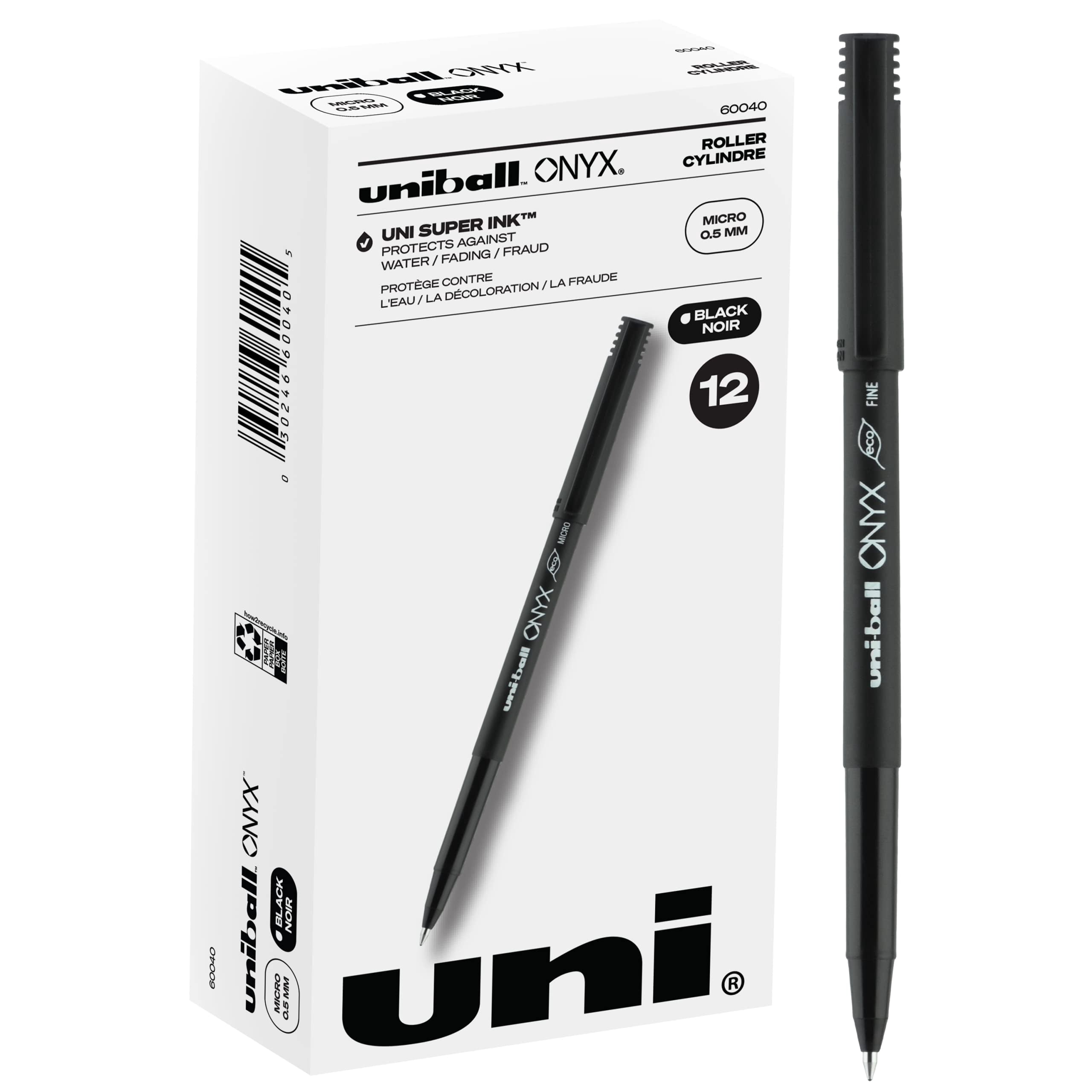 Uniball Onyx Rollerball Stick Pen 12 Pack, 0.5mm Micro Black Pens, Gel Ink Pens | Office Supplies, Pens, Ballpoint Pen, Colored Pens, Gel Pens, Fine Point, Smooth Writing Pens