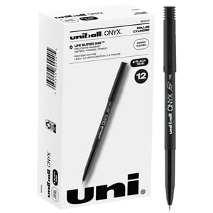 Uniball Onyx Rollerball Stylo à bâton 12 Faites votre valise, 0.5mm Micro stylos noirs, stylos encre de gel, stylo, stylo à bille, stylo couleur, stylo de gel et stylos à écriture lisse